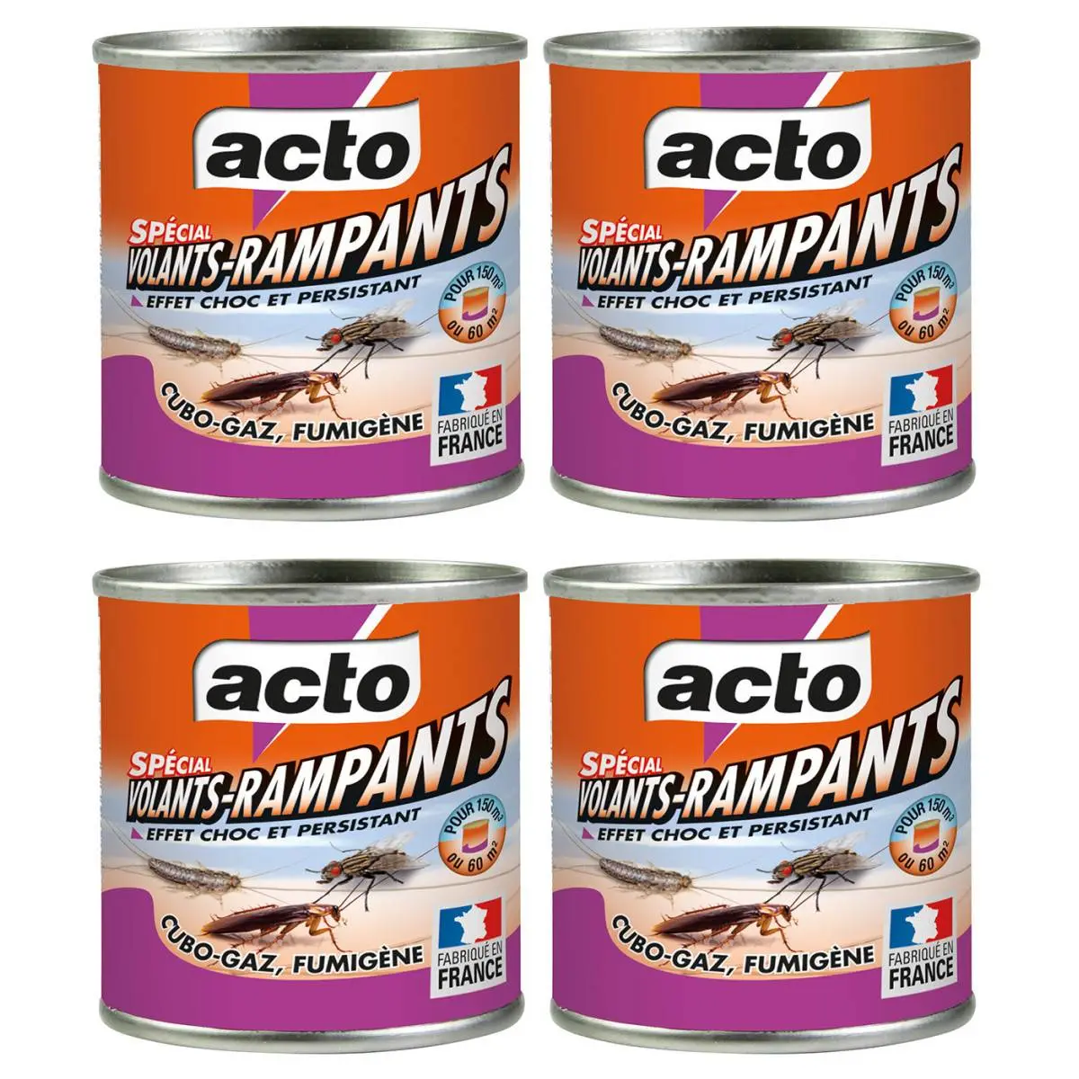 Lot de 4 boîtes ACTO CUBO GAZ – Fumigène Insecticide Polyvalent