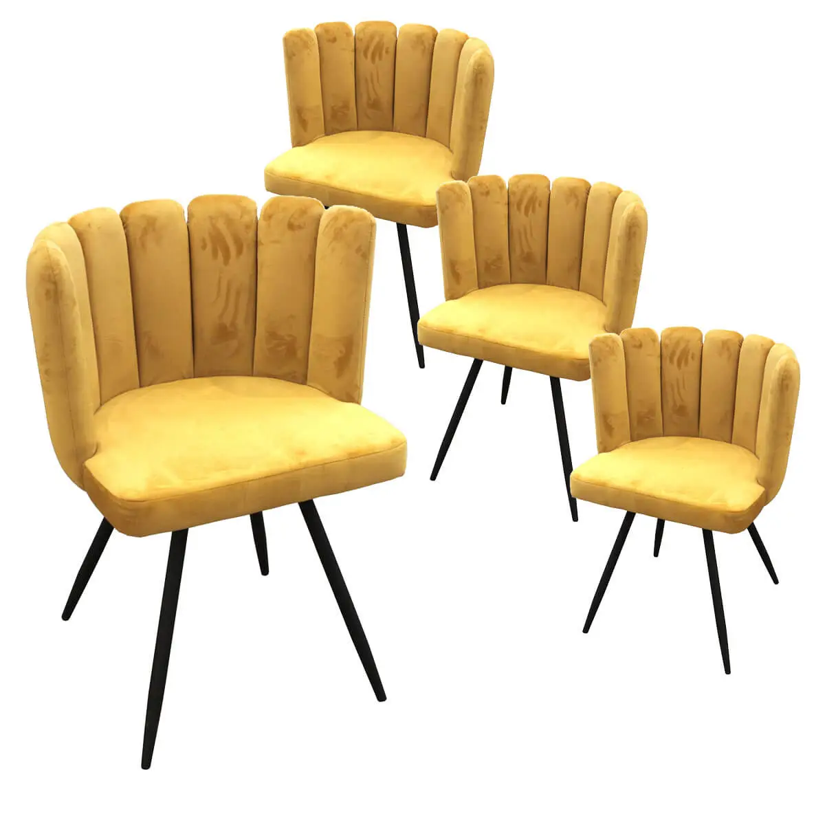 Lot de 4 Chaises Velours Jaune – CHARLOTTE