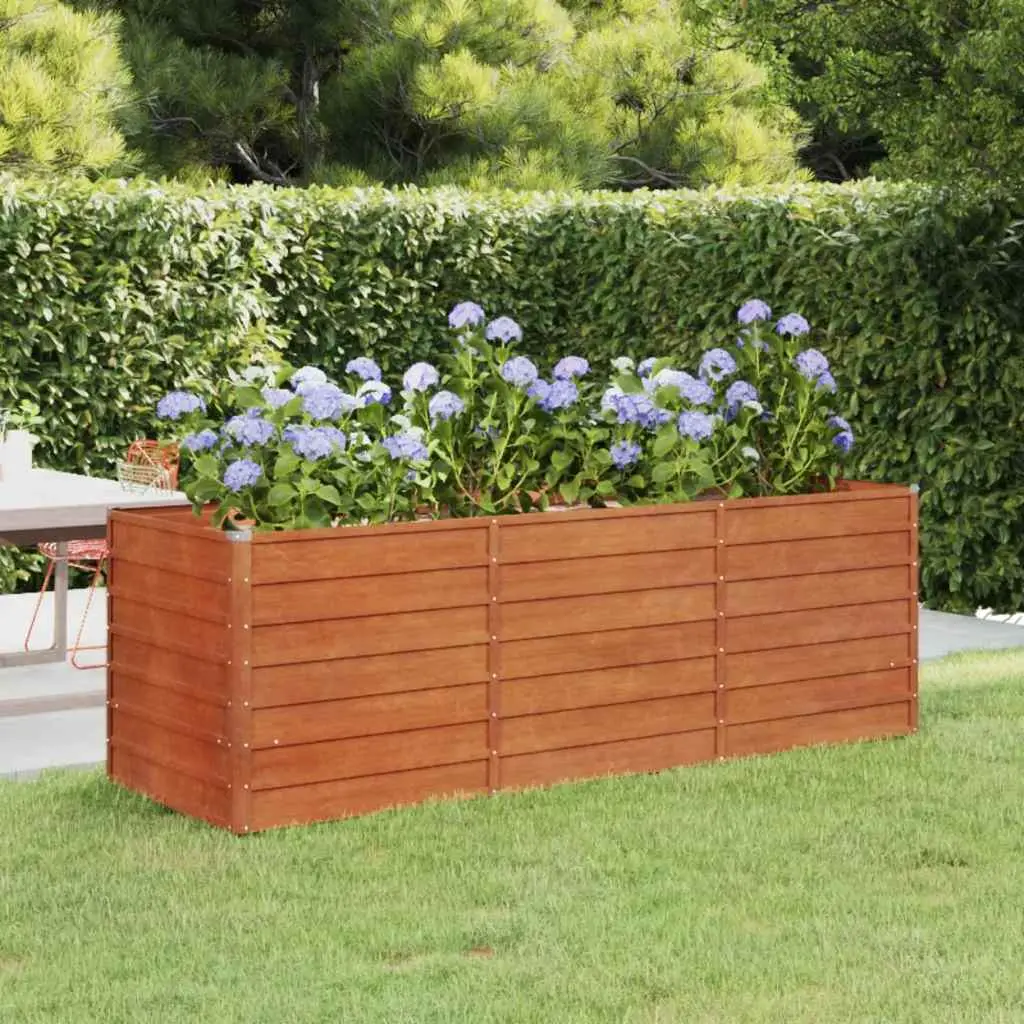 Grand potager surélevé en acier Corten hauteur 77 cm 240x80x77cm – ComfortXL Outdoor Living