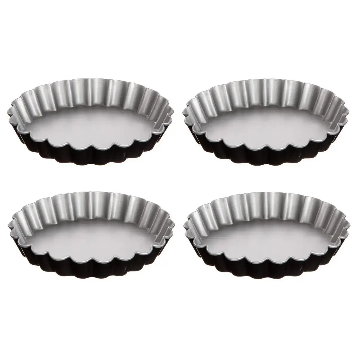 Lot de 4 Moules à Tartelettes «Signature» 12cm Noir