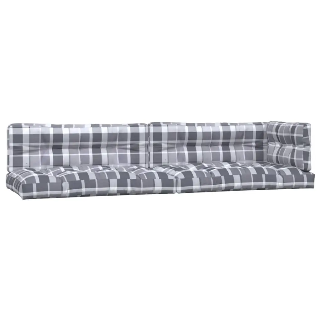 Lot de 5 Coussins d’extérieur – Coussins de palette – Coussins de Siège pour intérieur et extérieur motif à carreaux gris tissu