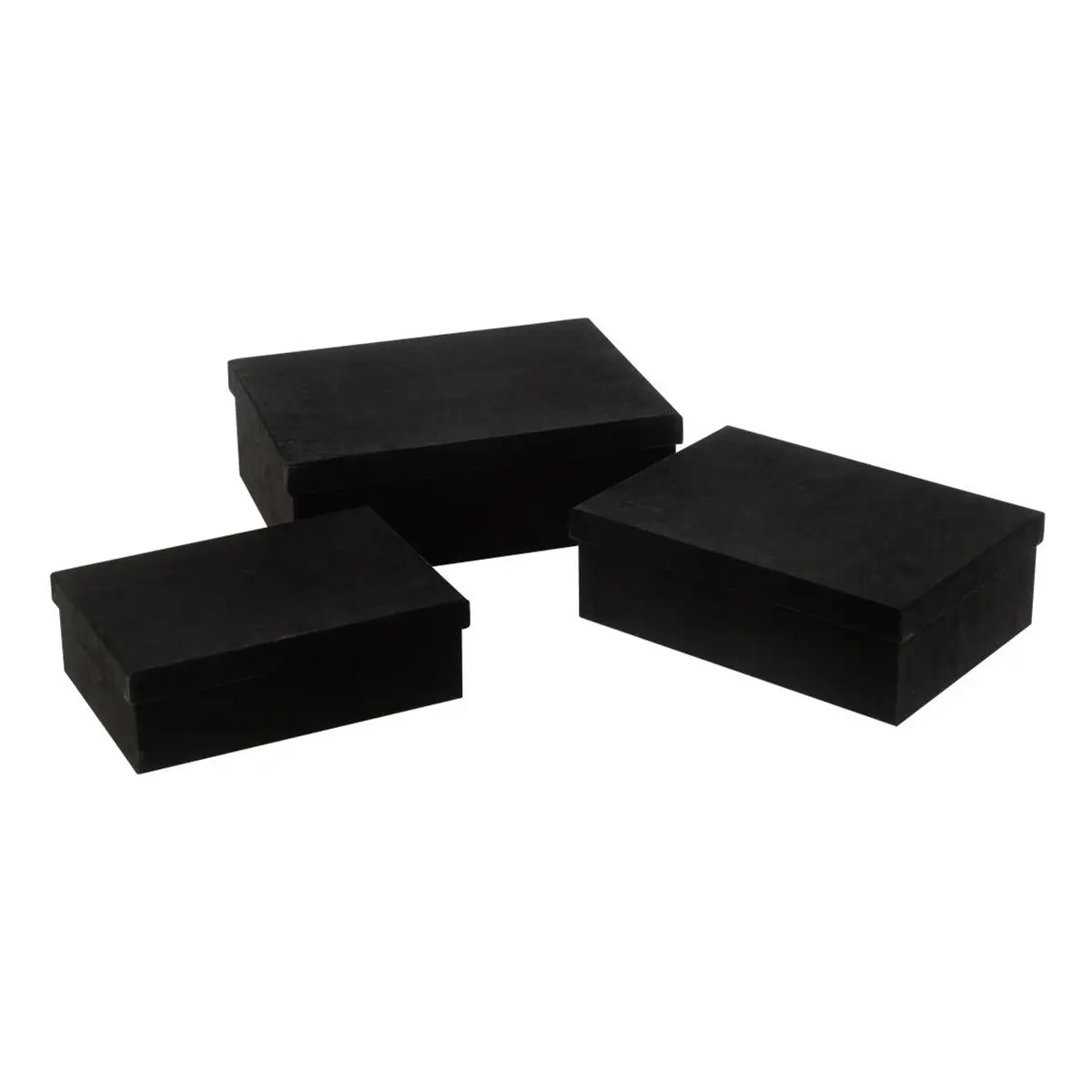 Lot de 3 Boîtes de Rangement «Vaughn» 36cm Noir