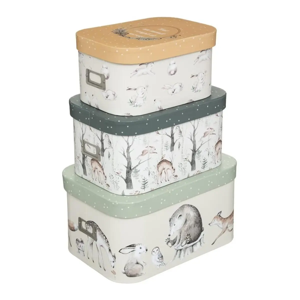 Lot de 3 Boîtes de Rangement «Forêt» 36cm Multicolore