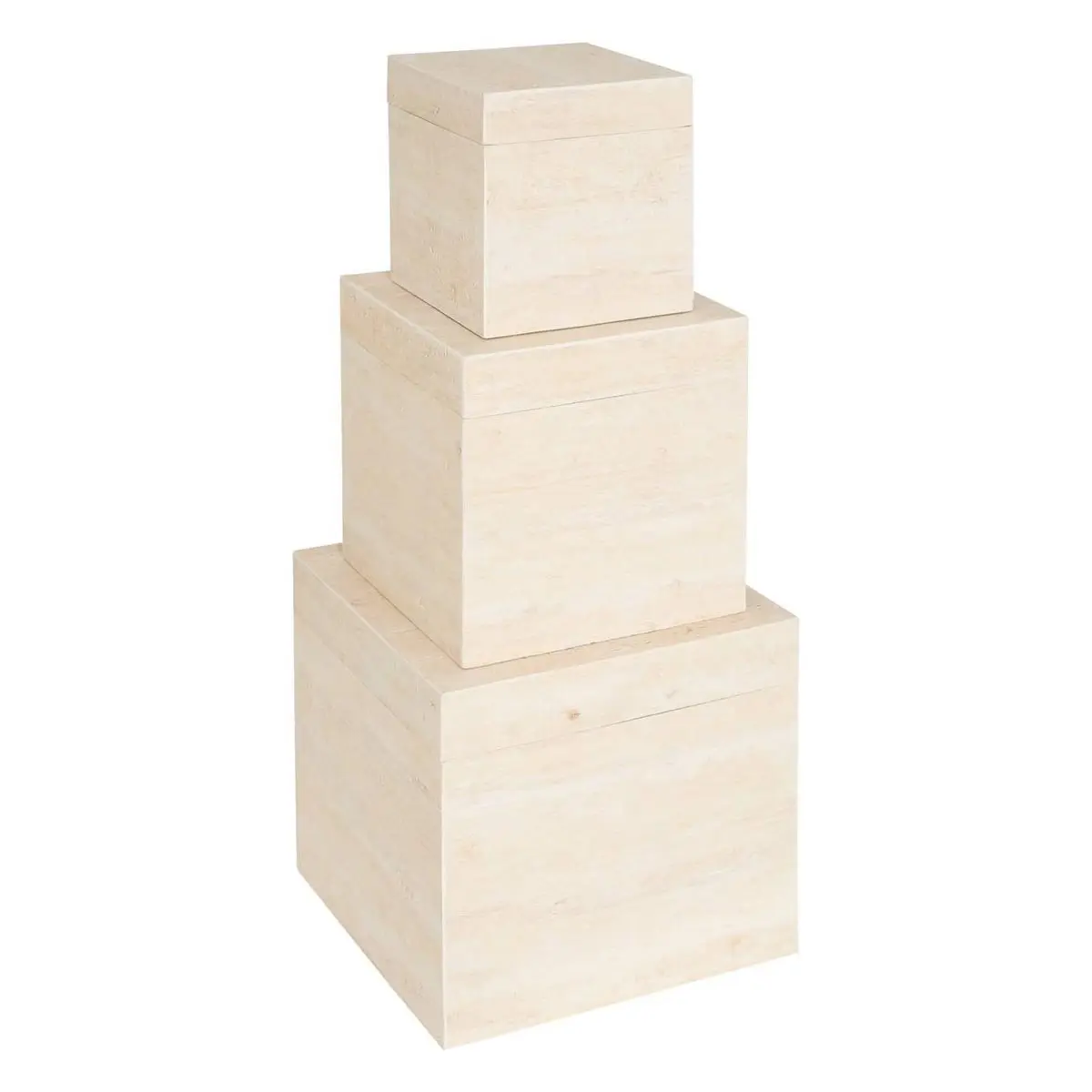 Lot de 3 Boîtes de Rangement «Tineo» 33cm Beige
