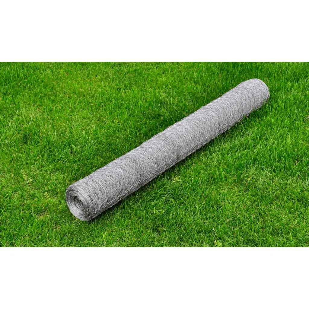 Grillage Hexagonal Acier Galvanisé 1x25m Clôture Poulailler Enclos Argenté