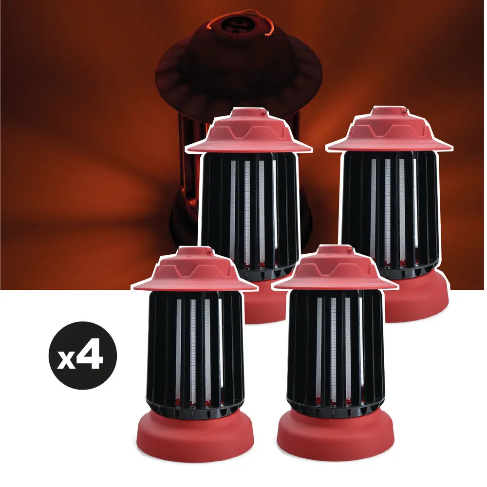 Lot de 4 pièges à moustique d’extérieur auto-nettoyant EZIlight® Mosquito Garden MG 10 Red