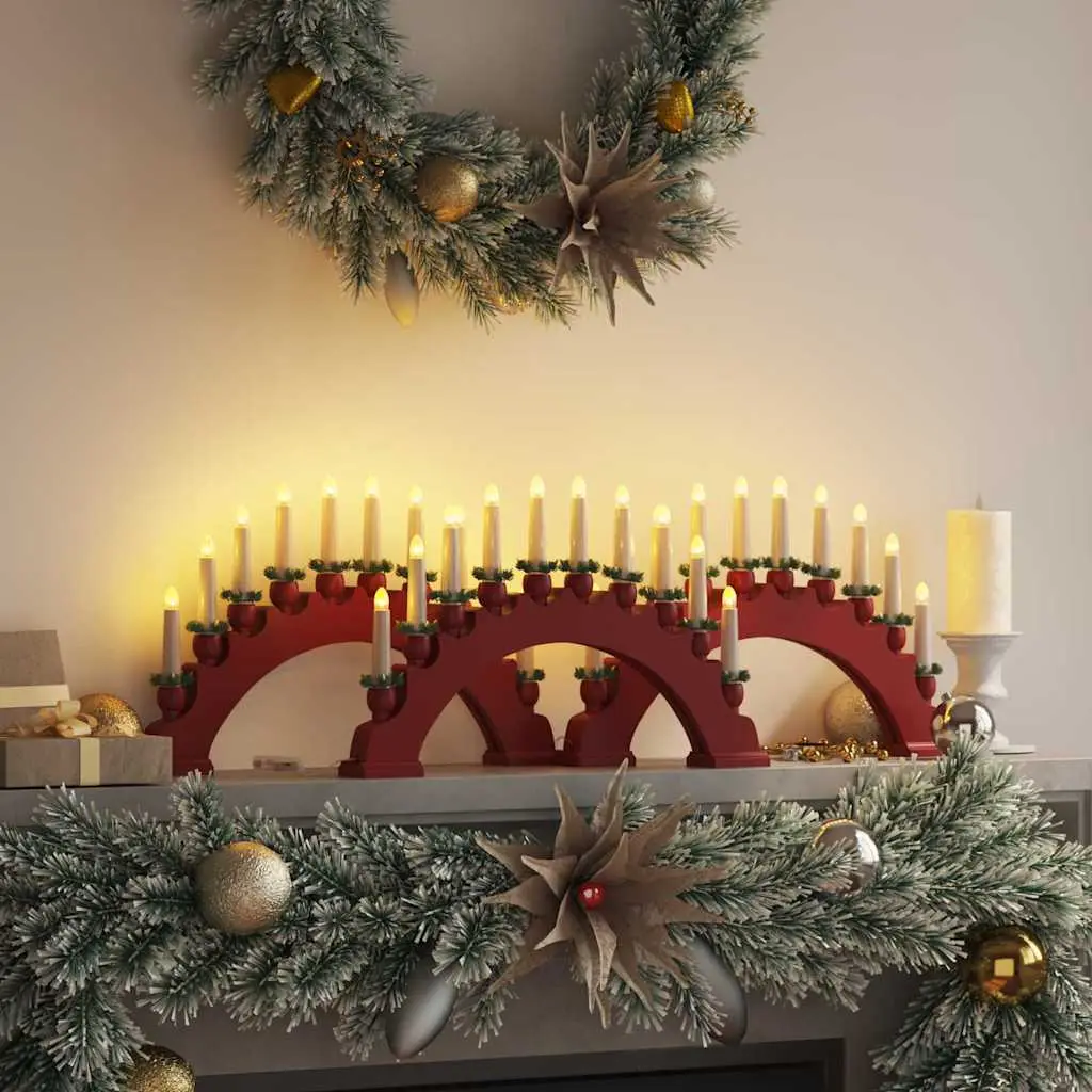 Lot de 3 Arches de Bougies Noël 10 LED Pin Massif Décoration Rouge – ComfortXL Outdoor Living
