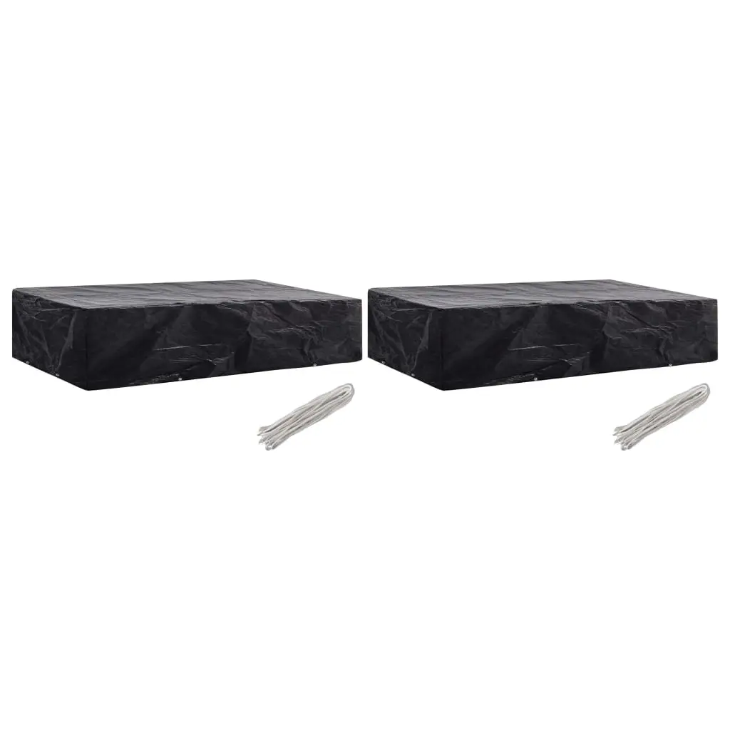 Lot de 2 Housses Chaise Longue Jardin PE Imperméable pour Transat Bain de Soleil Noir 218x77x55 cm – ComfortXL Outdoor Living