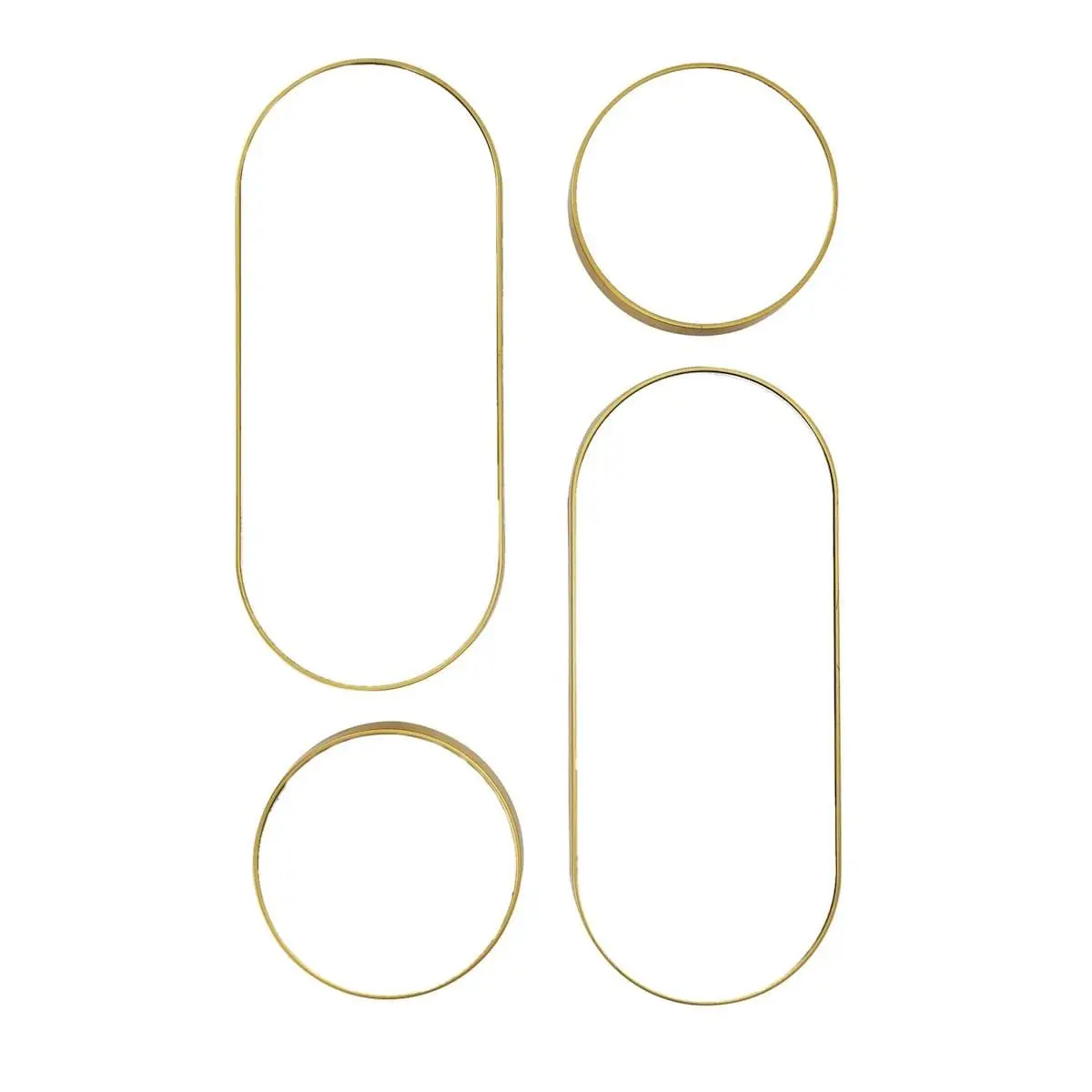 Lot de 4 Miroirs Muraux Décoratifs Rond et Ovale Versa Doré – IONIX