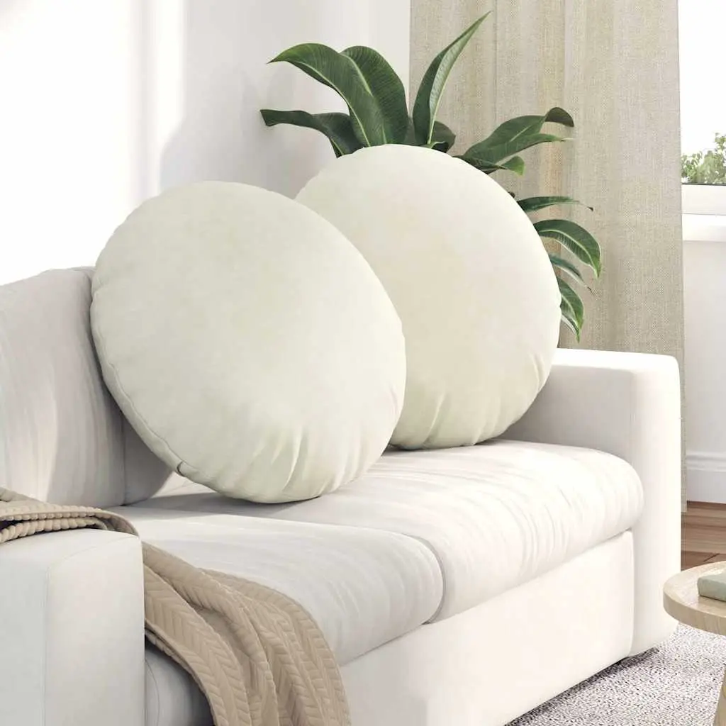Lot de 2 Grands Coussins de Sol Velours Doux Déhoussable pour Décoration Crème Ø 60 cm – ComfortXL Outdoor Living