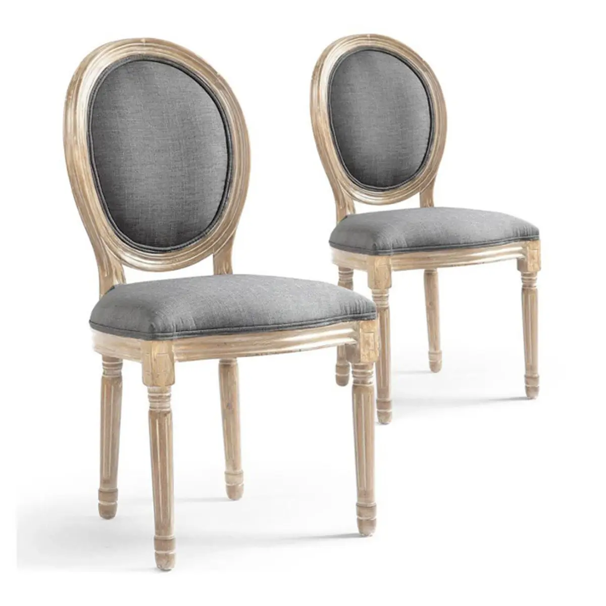 Lot de 20 Chaises Médaillon Tissu «Versailles» 96cm Gris Clair