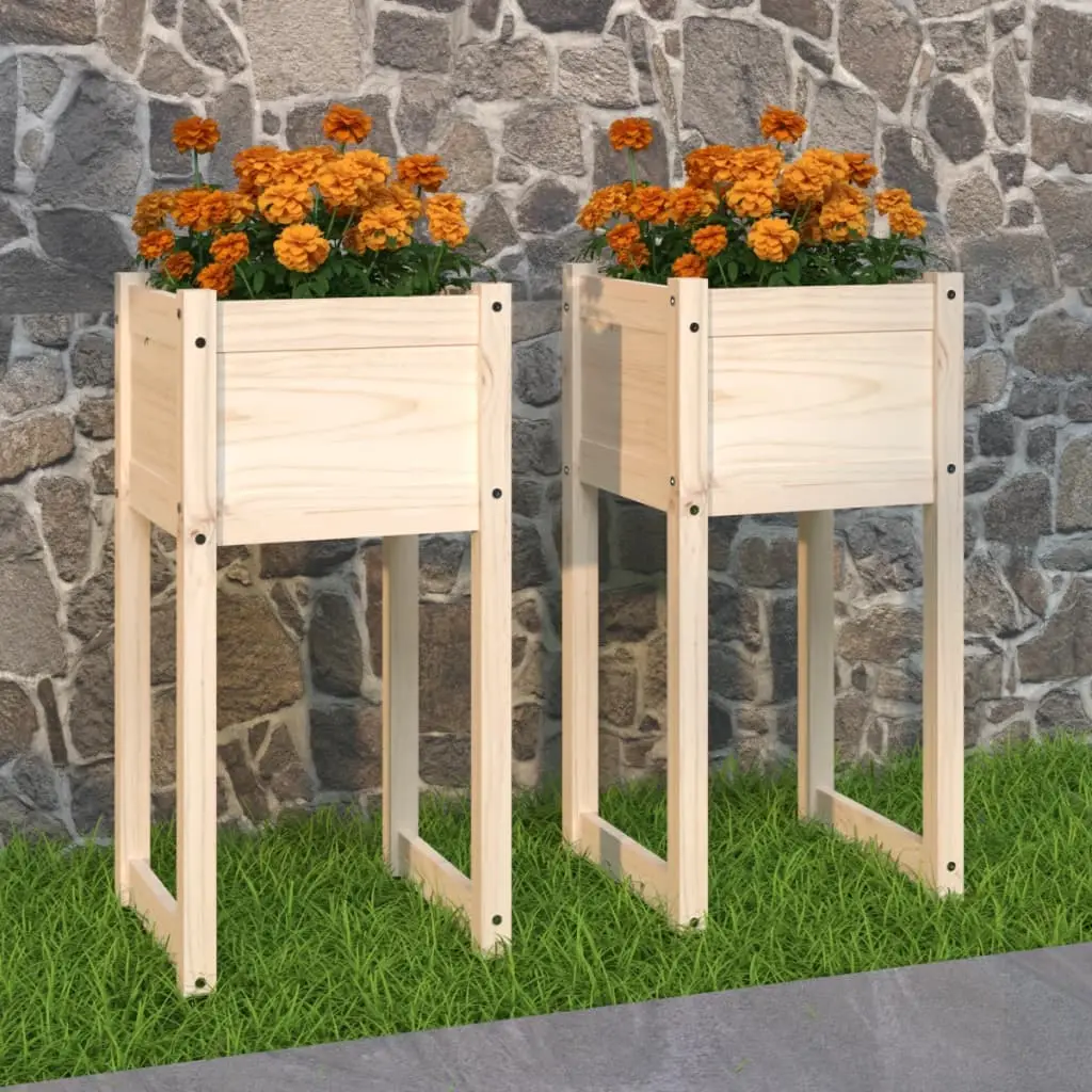 Lot de 2 Jardiniere plastique Anya Naturel 40 X 40 X 81 cm – P87209N