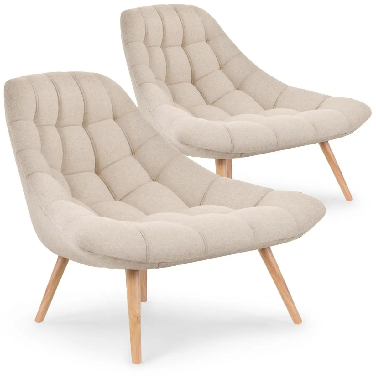 Lot de 2 Fauteuils Scandinaves «Johan» 102cm Beige