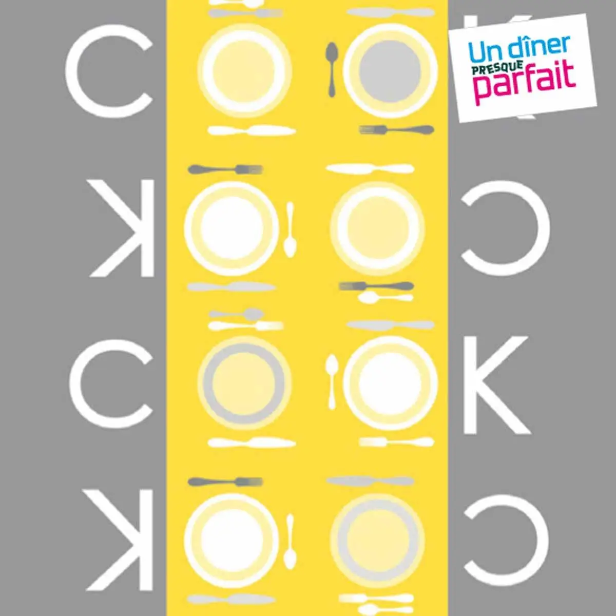 Lot de 20 Serviettes en Papier «Cook» 38x38cm Gris & Jaune