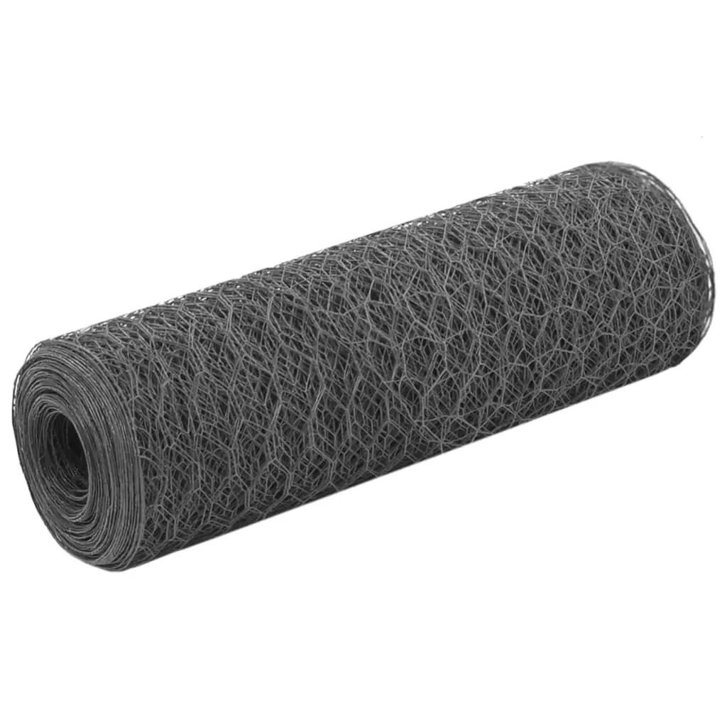 Grillage Hexagonal Acier PVC Volière Jardin Maille 13mm 25×0,5m Gris