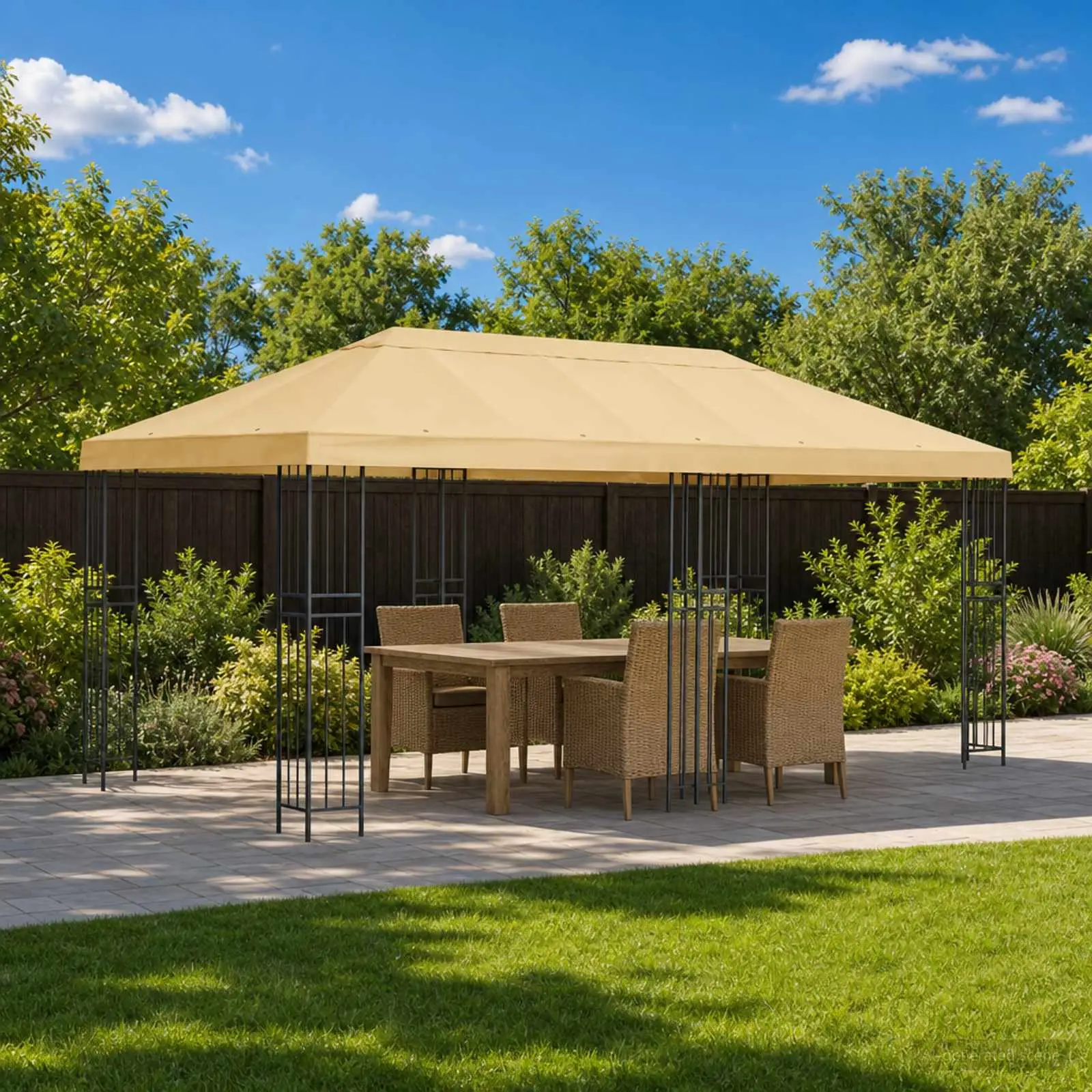 Gazebo avec murs latéraux 6 x 3 m Crème Polyester et Acier 190 vidaXL 3375983