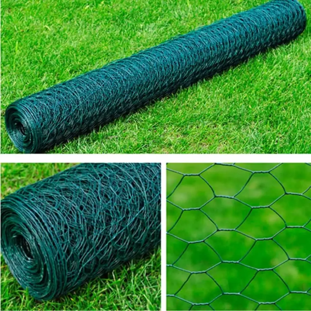 Grillage Hexagonal Acier Gainé Vert 1x25m Clôture Discrète Jardin Animaux