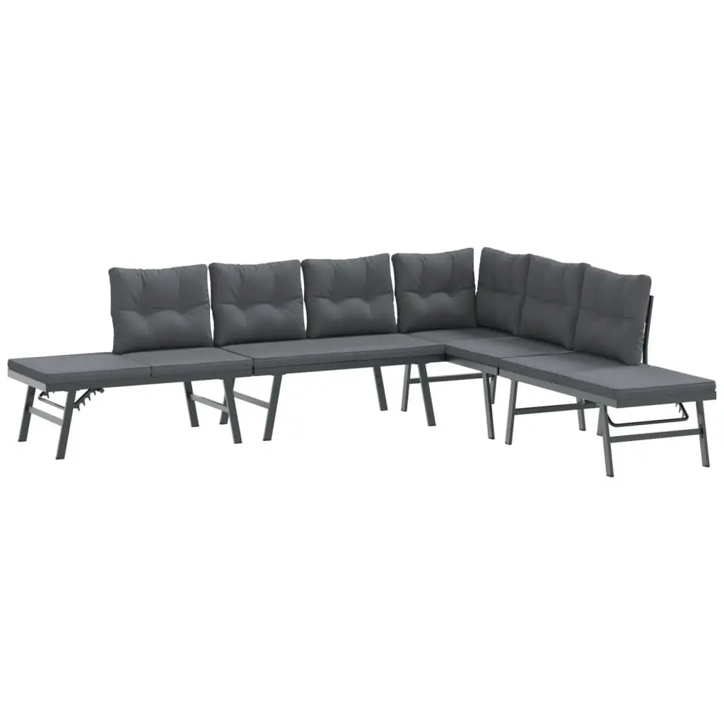 Lot de 4 Bancs de jardin avec coussins – Bancs d’extérieur – Banquettes acier enduit de poudre