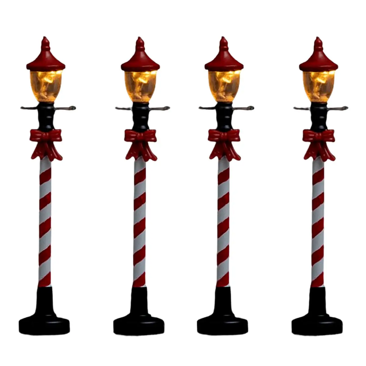 Lot de 4 Lampadaires à Led «Village» 10cm Rouge
