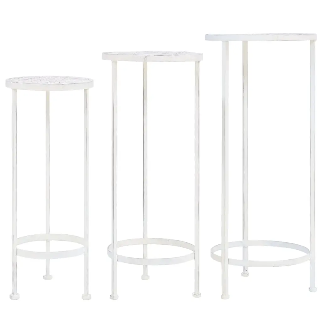 Lot de 3 Supports à Fleurs Gigognes en Métal Style Vintage Décoration Jardin Blanc Antique – ComfortXL Outdoor Living