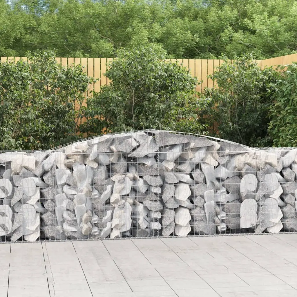 Lot de 2 Murs gabion arqués fer galvanisé pour jardin 400x50x80/100cm – ComfortXL Outdoor Living