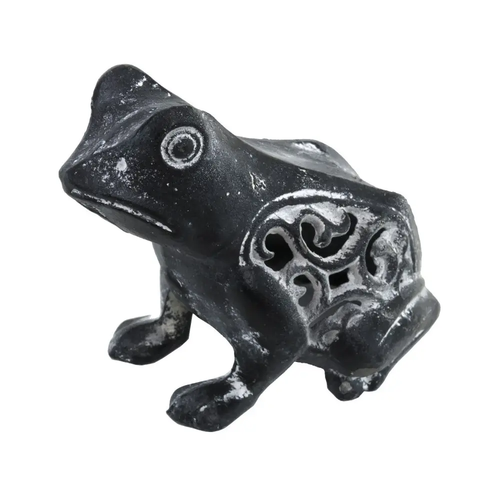 Grenouille en fonte noire 13 x 11 cm Chemin de campagne