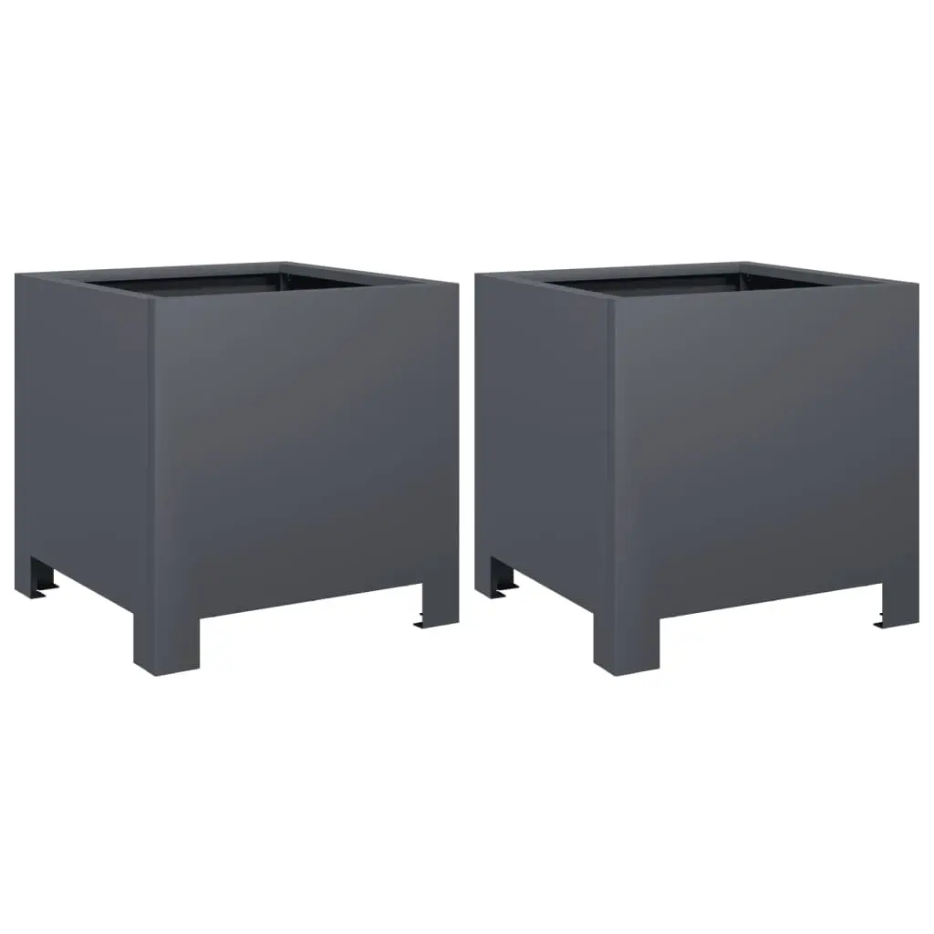Lot de 2 Jardinières – Bacs à fleurs – Pots de fleurs anthracite 30x30x30 cm acier-JU11235