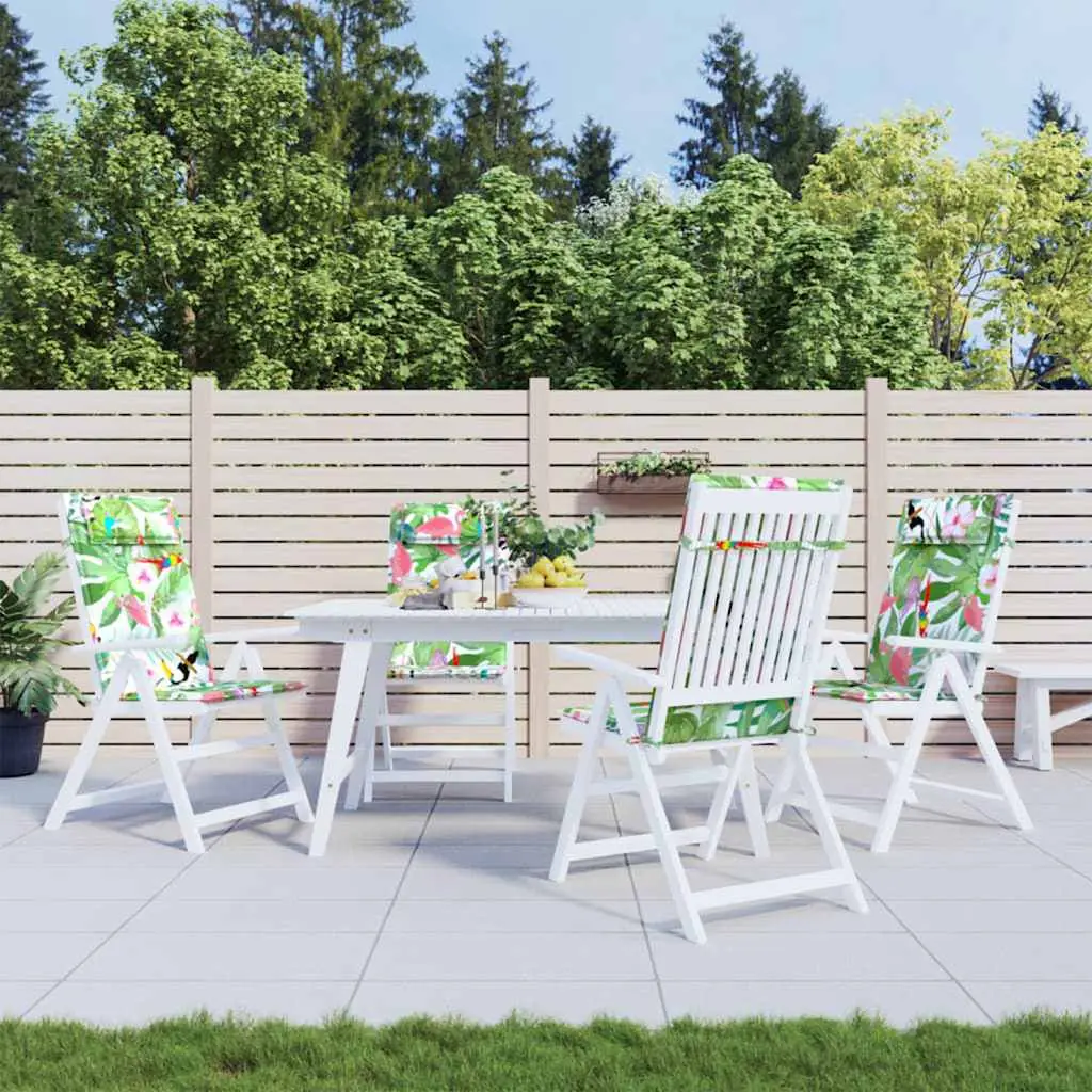 Lot de 4 Coussins Fauteuil de Jardin Dossier Haut Tissu Oxford Imprimé Floral pour Terrasse Multicolore 120x50cm – ComfortXL Outdoor Living