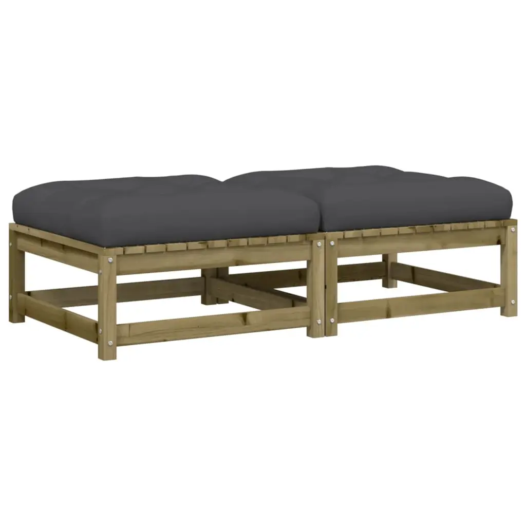 Lot de 2 Repose-pieds de jardin – Ottomans de jardin – Tabourets de jardin avec coussins bois pin imprégné-JU663
