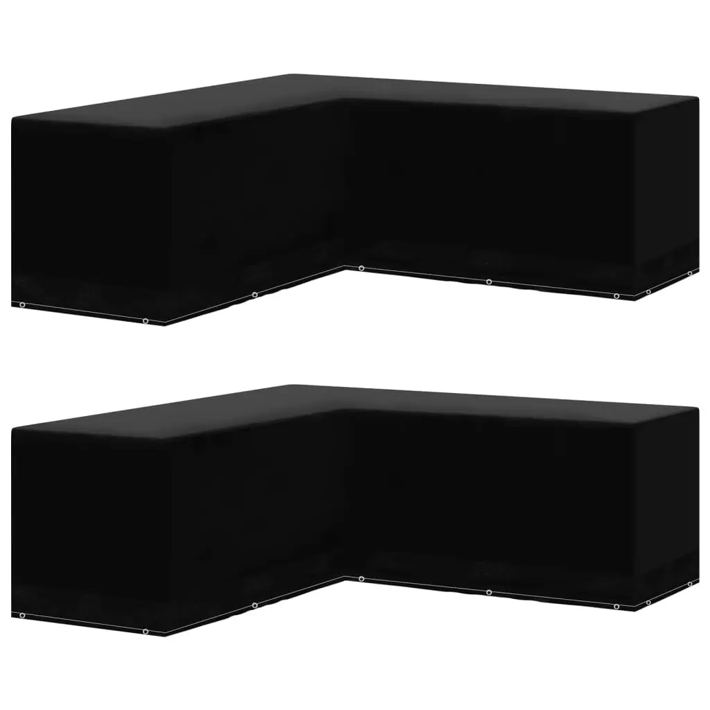 Lot de 2 Housses Salon de Jardin d’Angle en L PE Étanche Anti-UV pour Canapé d’Extérieur Noir 250x250x90cm – ComfortXL Outdoor Living