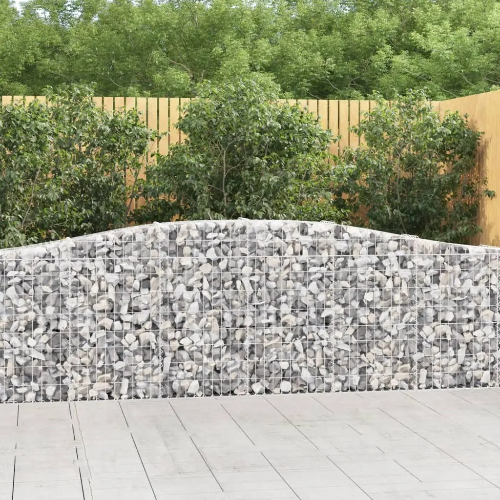 Lot de 2 Murs Gabion Arqués Hauts Fer Galvanisé pour Clôture Jardin 400x30x80/100 cm – ComfortXL Outdoor Living