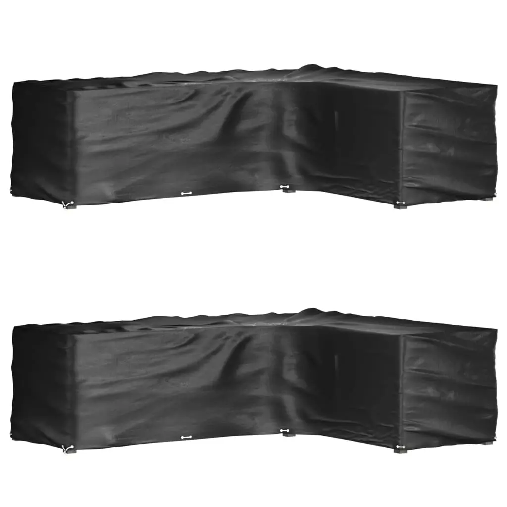 Lot de 2 Housses pour Canapé d’Angle en L PE Imperméable Protection Anti-UV Extérieur Noir 260x210x80 cm – ComfortXL Outdoor Living