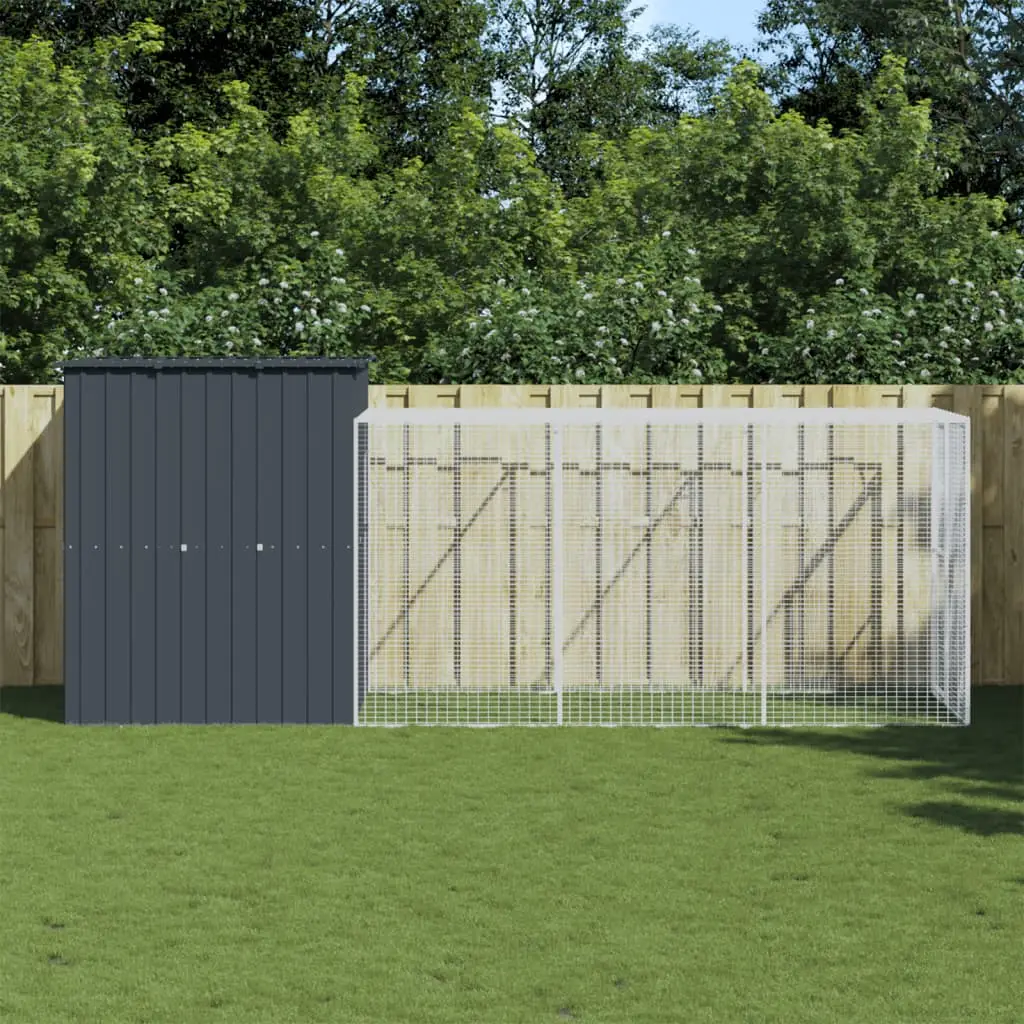 Grand poulailler avec parc acier galvanisé pour jardin anthracite 455 cm – ComfortXL Outdoor Living