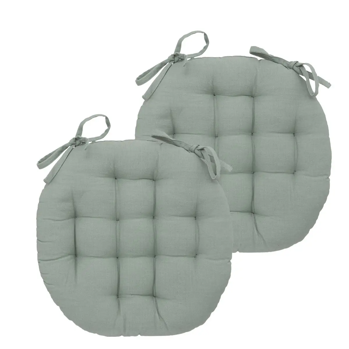 Lot de 2 Galettes de chaise en Coton Vert Céladon D 38 cm