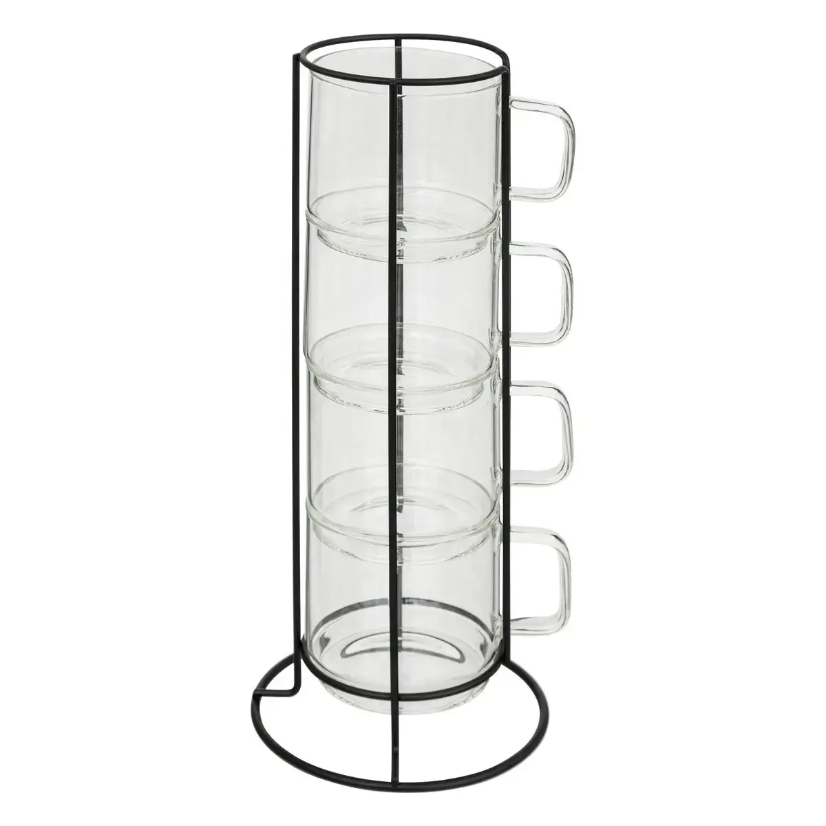 Lot de 4 Mugs sur Rack «Mia» 30cl Transparent