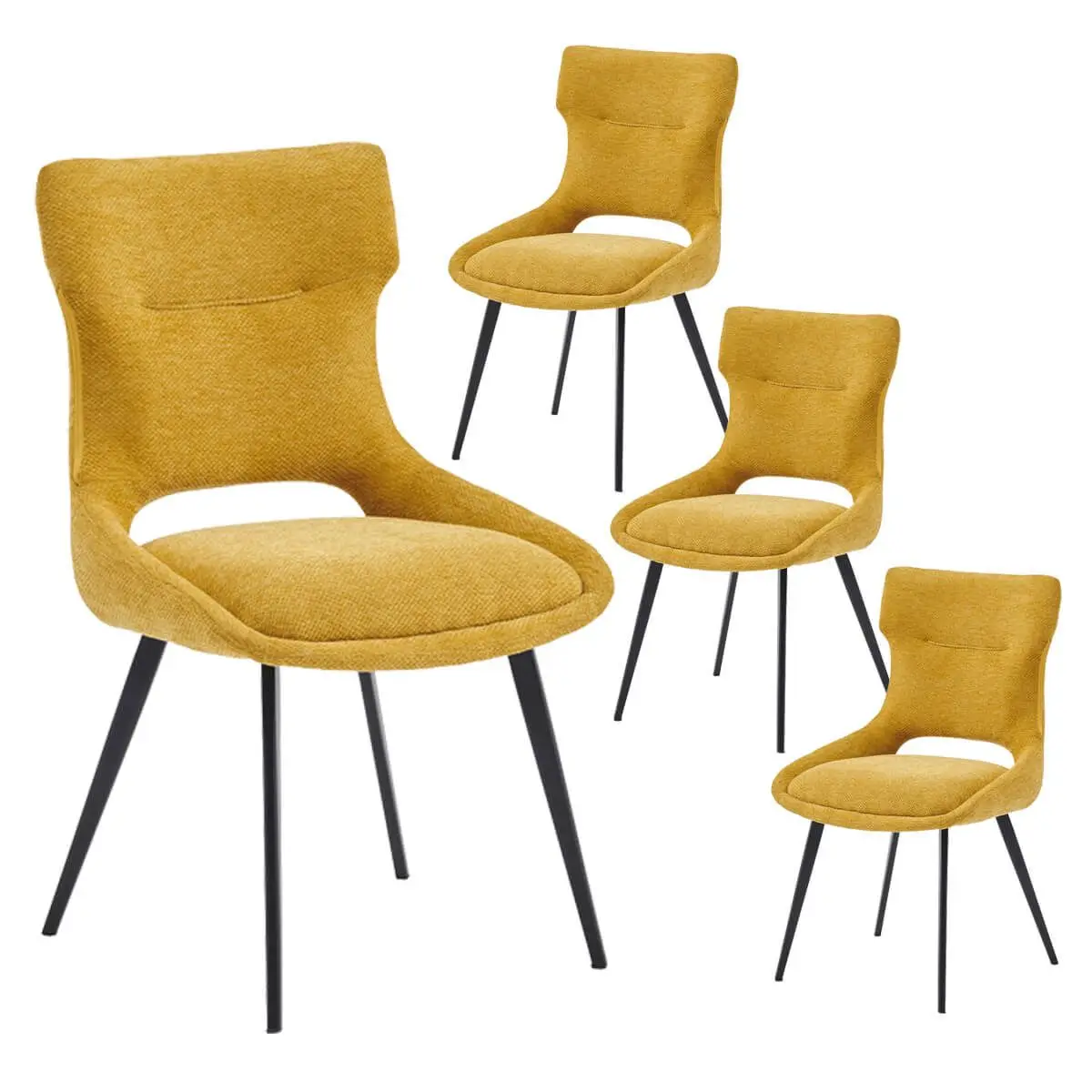 Lot de 4 Chaises Tissu Coloris Jaune – AMANDA