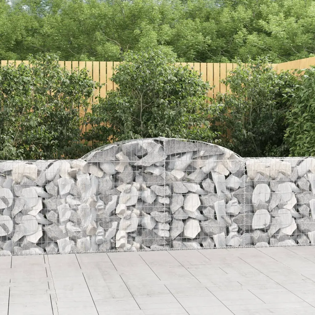 Lot de 4 Bordures Gabion Arquées Acier Galvanisé pour Jardin 300x30x100 cm – ComfortXL Outdoor Living