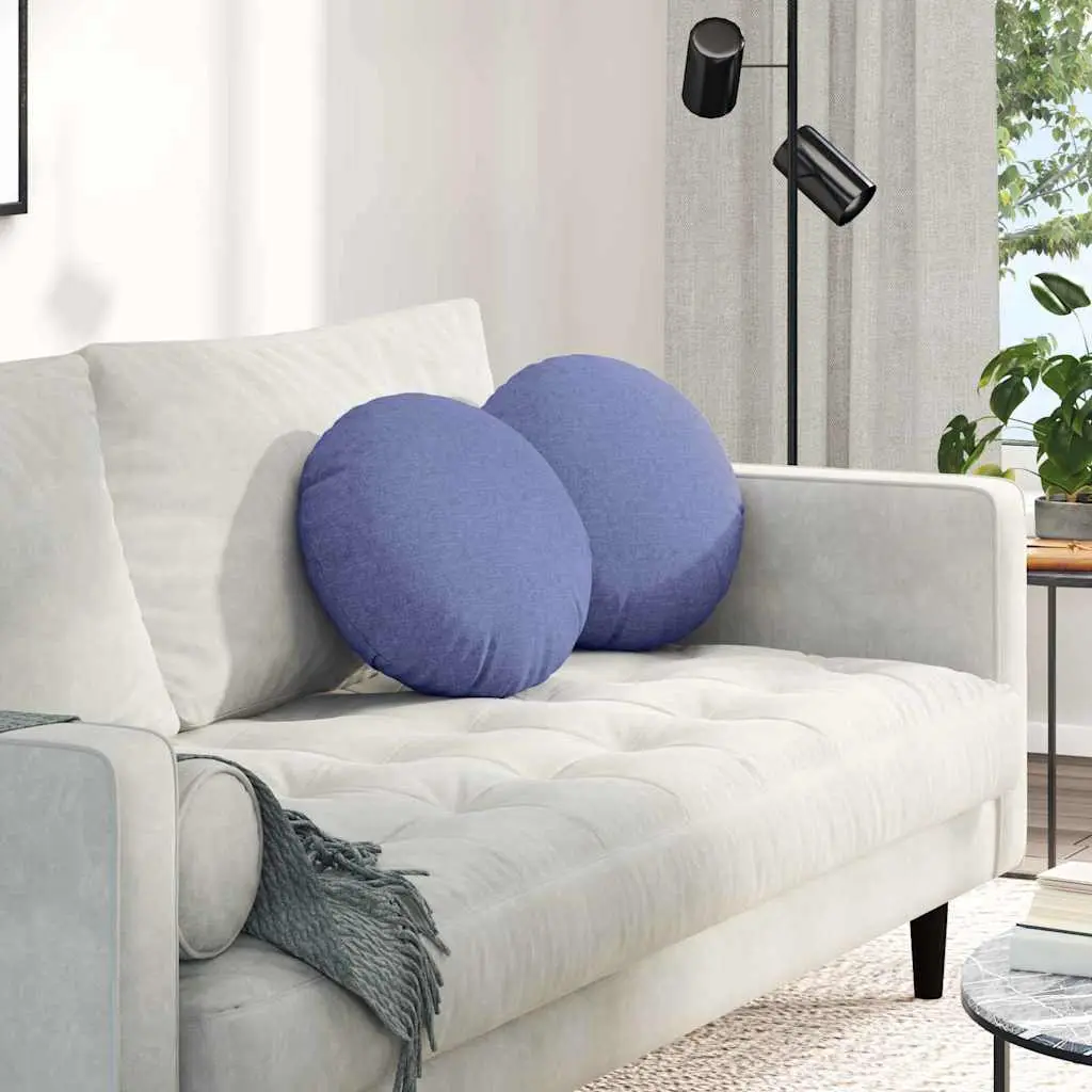 Lot de 2 Galettes de Chaise Rondes Tissu Style Denim pour Déco Moderne Bleu Denim Ø 40 cm – ComfortXL Outdoor Living