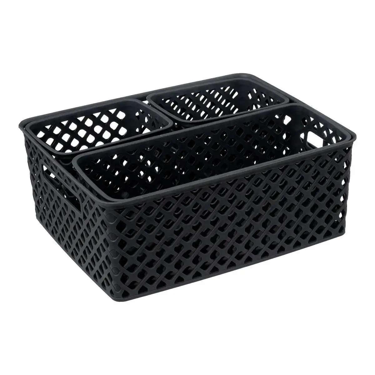 Lot de 4 Paniers de Rangement «Folk» 36cm Anthracite