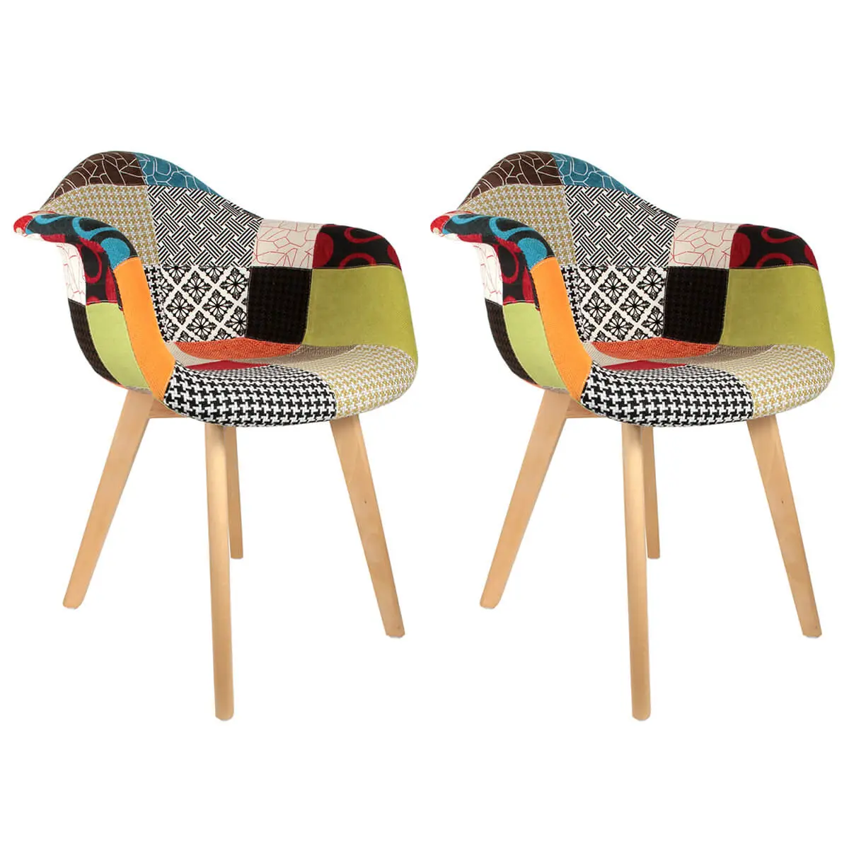 Lot de 2 Fauteuils Scandinaves Multicolore – PATCHWORK