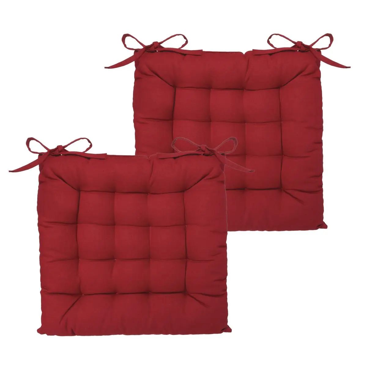 Lot de 2 Galettes de chaise en Coton Rouge 38 x 38 cm