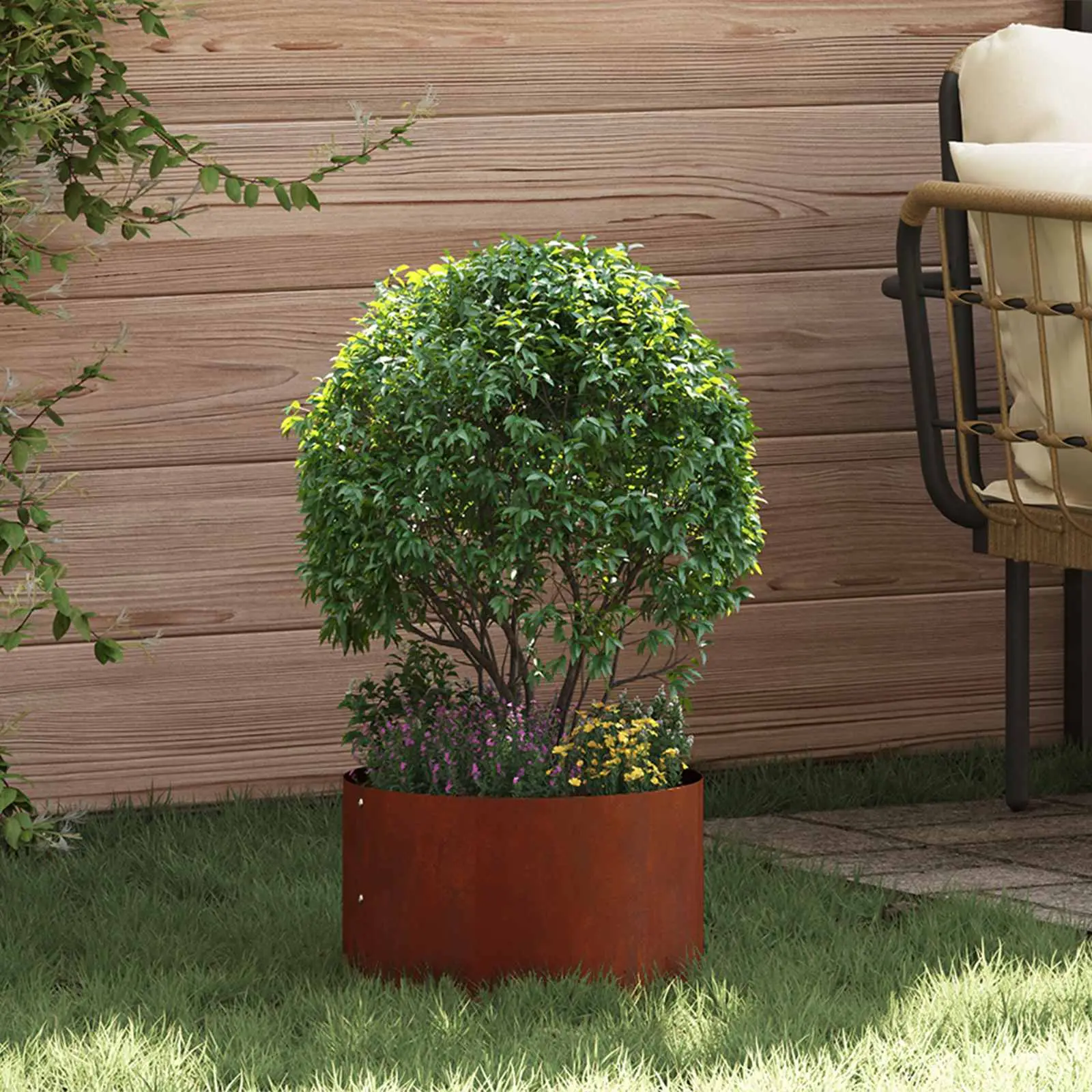 Lot de 5 Bordures Rondes Acier Corten pour Jardin Massif Anneau de Plantation Ø30 cm – ComfortXL Outdoor Living