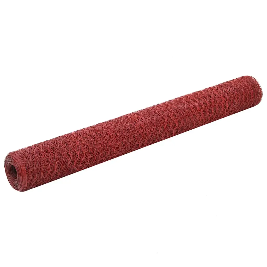 Grillage Poule Acier PVC Rouge Volière Hauteur Moyenne 25×1,2m