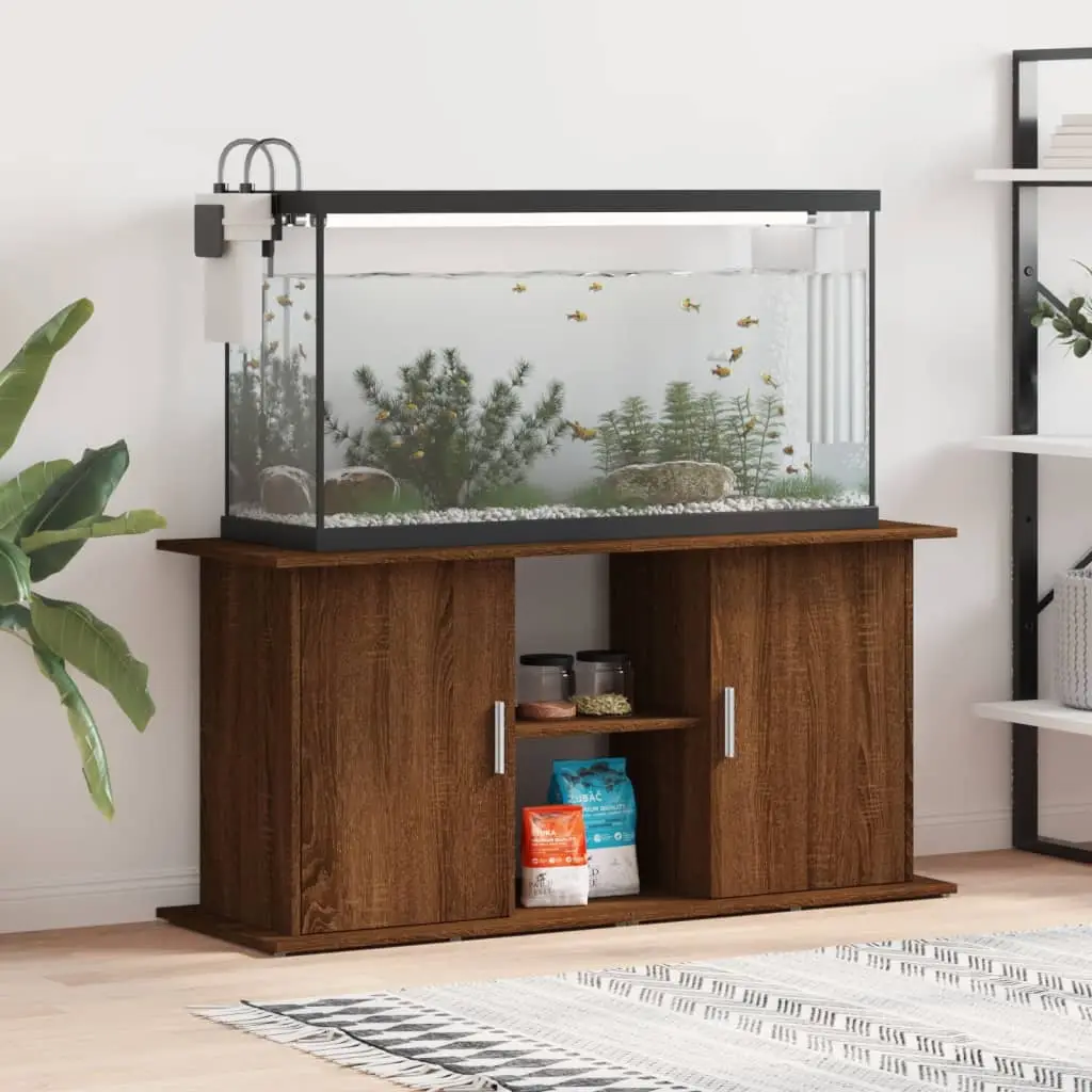 Grand Meuble Aquarium Bois d’ingénierie Rangement Aquariophilie Chêne Marron 121 cm