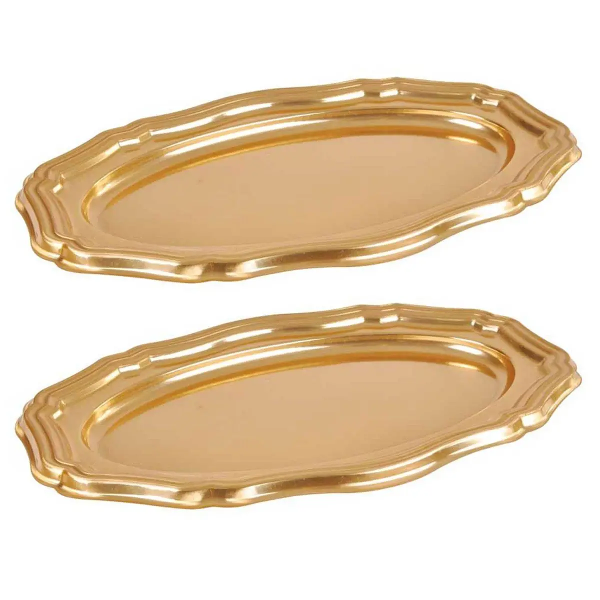 Lot de 2 Plateaux Déco «Louis XV» 58cm Or