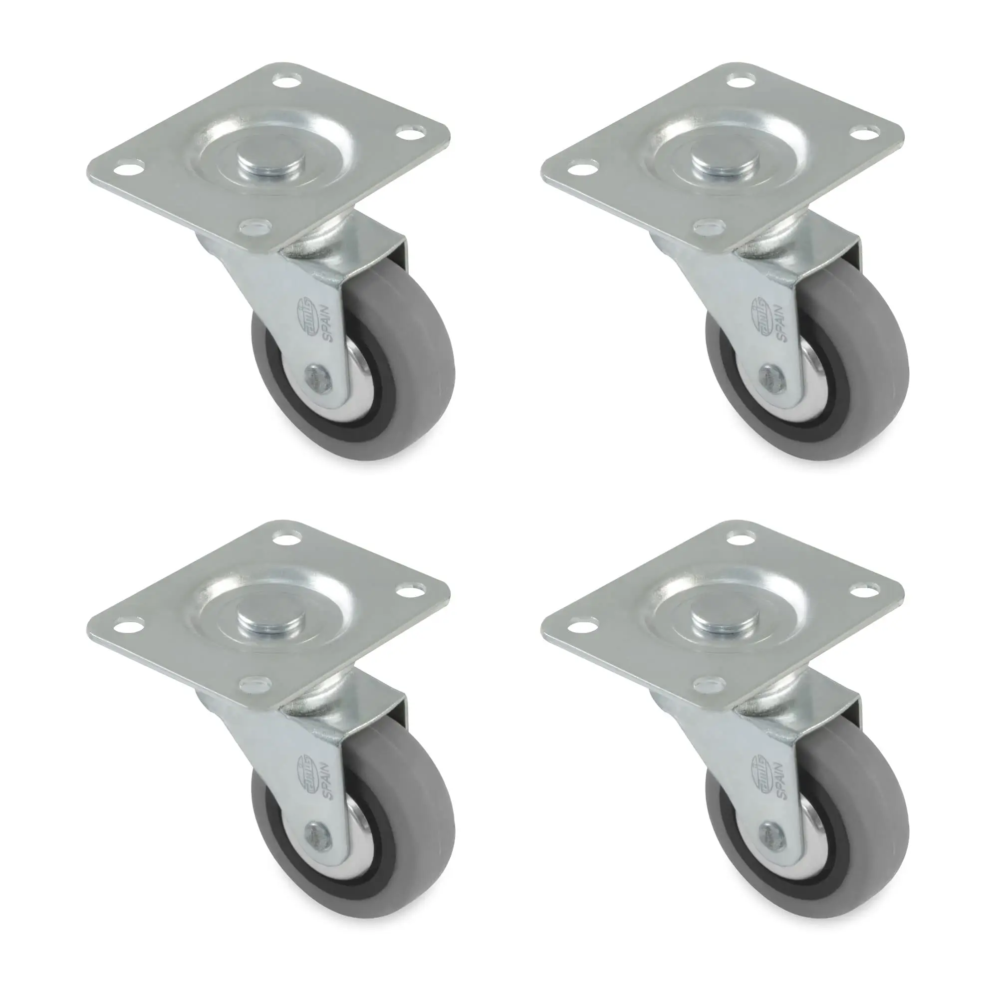 Lot de 4 roulettes 2502 – 30 mm – Caoutchouc – Gris | Amig