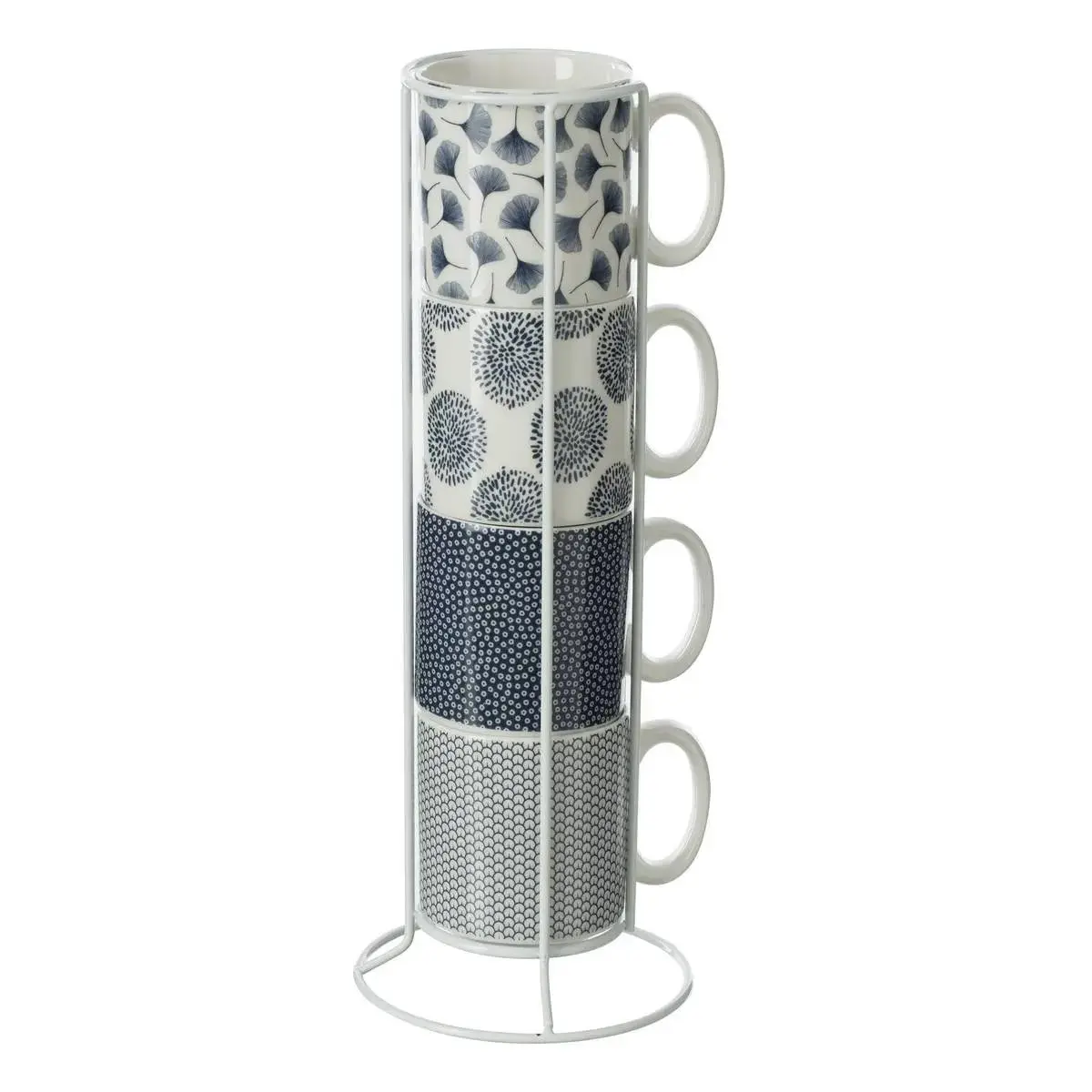 Lot de 4 Mugs & Rack «Japan» 26cl Blanc