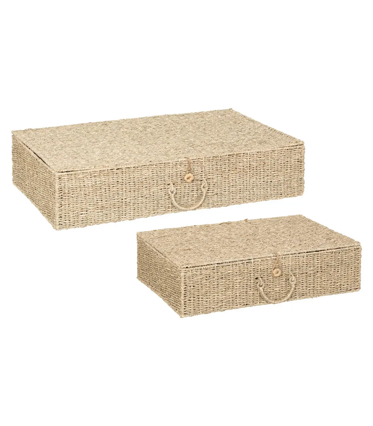 Lot de 2 Grands Paniers de rangement avec couvercle L 80 et L 60 cm