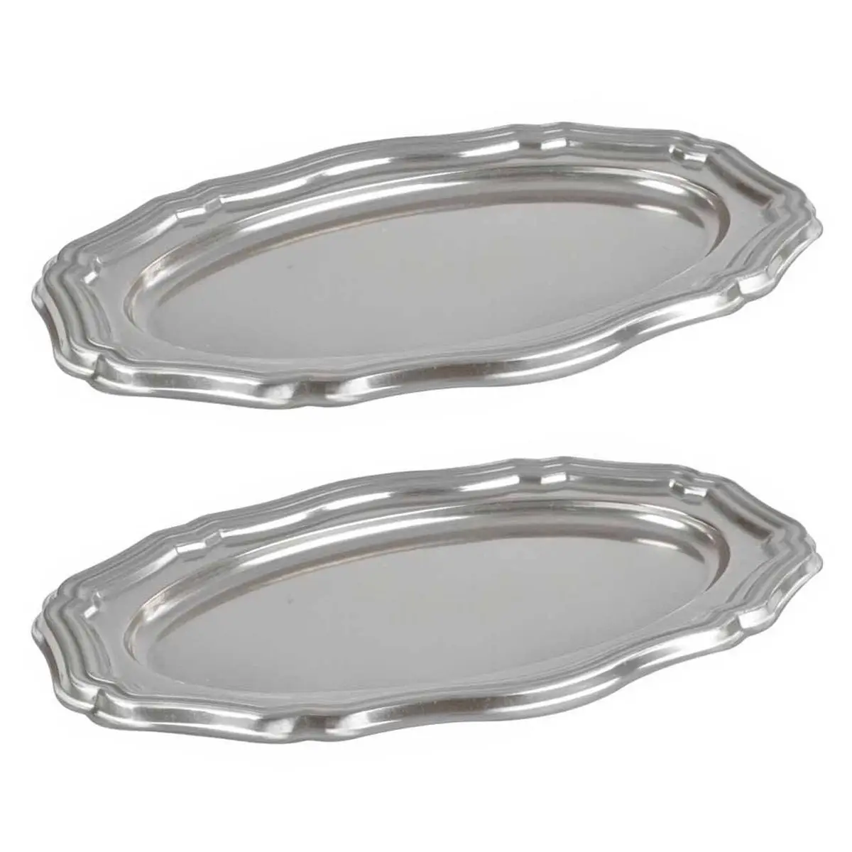 Lot de 2 Plateaux Déco «Louis XV» 40cm Argent