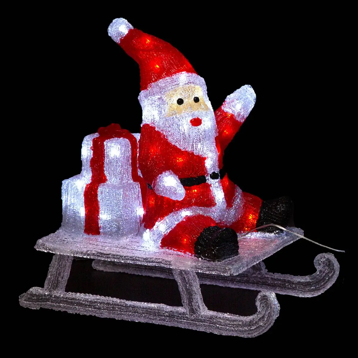 Forme acrylique père Noël sur luge lumineuse 60 LED H.48,5cm extérieur FEERIC LIGHTS & CHRISTMAS